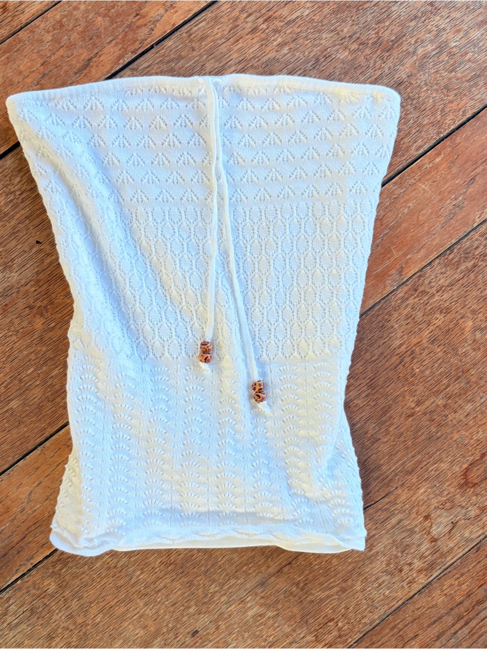 Guess White Knit Tube Top with Drawstring Small 0691